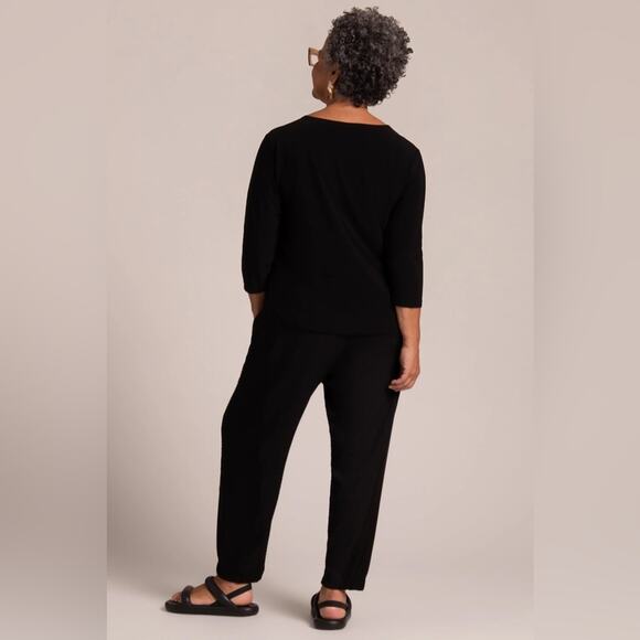 NWT SYMPLI Go to Classic T-Shirt Black 3/4 Sleeve Relaxed Scoop Neck Size 12 - Picture 3 of 10